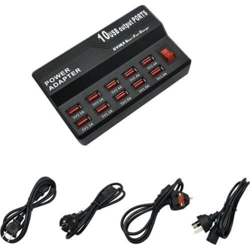 2020 New High Quality 10 Port USB Charger 5V 12A USB Wall Charging Station for iPhone X Sumsung S8 UM