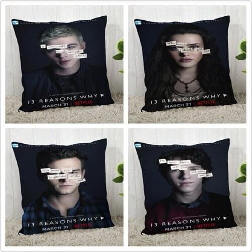 Custom 13 Reasons Why Pillow Case Polyester Decorative Pillowcase zipper Pillow Case Pillowcase Cover 40*40cm drop shipping