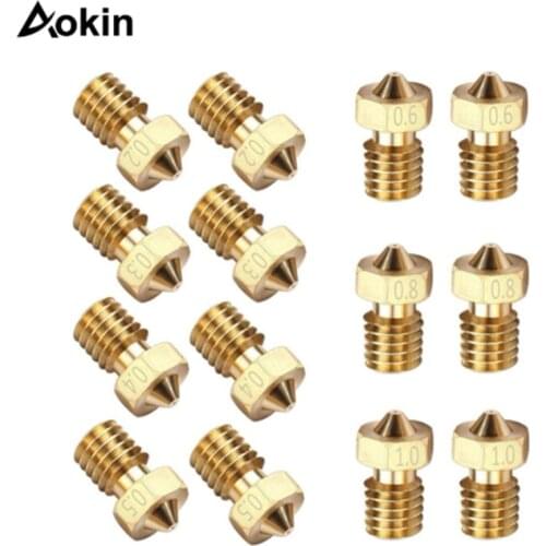 10PCS V5 V6 M6 Threaded Nozzle 0.2 0.25 0.3 0.4 0.5 0.6 0.8 1.0mm For 1.75mm 3.0mm Filamnet Full Metal For E3D 3D Printer Parts