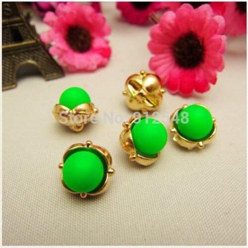 RS53040 10pcs,12mm gold metal button in Gold&green color,Imitation pearls brand buttons,garment accessories DIYmaterials