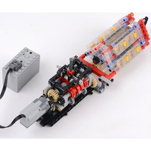DIY MOC Compatible with W16 cylinder engine MOC-8770 engine 6-speed variable speed synchronous transmission with pdf instruction