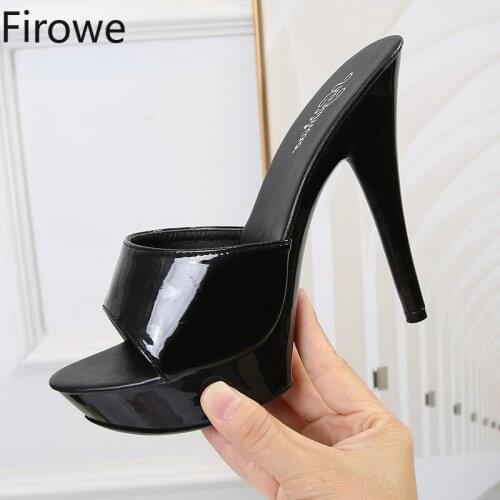 Firowe Women Slide Flip Flop Sandle Womens New Summer Fashion 13cm Versatile Famous Sexy High Heels Stiletto Slippers size 43