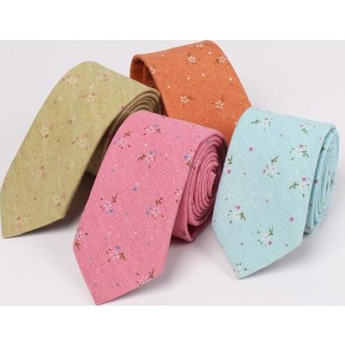 Wedding Suits Floral Cotton & Linen Neck Tie 6.5cm Skinny Neckties Leisure Gravatas Corbatas Business Ties for Men