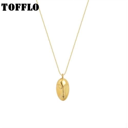 TOFFLO Stainless Steel Jewelry Beauty Face Mask Pendant Necklace Women Sweater Chain Women Long Style Versatile BSP598