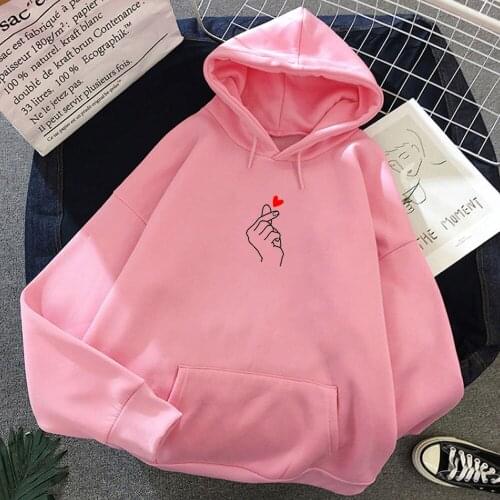 Seet Kawaii Weatshirt Love Gesture Graphics Print Kpop Hoodies Women Winter Streetwear Soft Meng Hoody Girl Feminine Itself