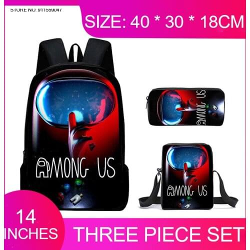 Three-piece High Capacity Backpack For Students 3D Cartoon Anime 16-inch Waterproof And Scratch-resistant Double Zip Backpack