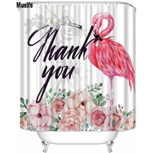 Musife Custom High Quality Flamingo Shower Curtain Waterproof Bathroom Polyester Fabric Bathroom Curtain