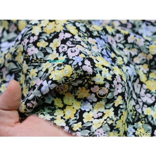 100cm*140cm Ethnic Yellow Floral Rayon Viscose Material For Dress Shirt