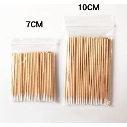 100pc Disposable Cotton Swab Lint Free Micro Brushes Wood Cotton Buds Swabs Ear Clean Stick Eyelash Extension Glue Removing Tool