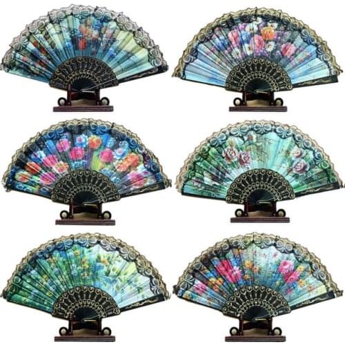 100pcs Spanish Flower Floral Fabric Lace Folding Hand Dancing Wedding Party Decor Fan gift party