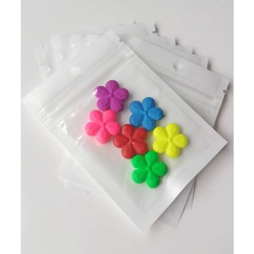1000pcs 10.5*15cm White/Clear Self Seal Zipper Plastic Packaging Poly Bag Pearl Film Ziplock Jewelry Bag Package With Hang Hole