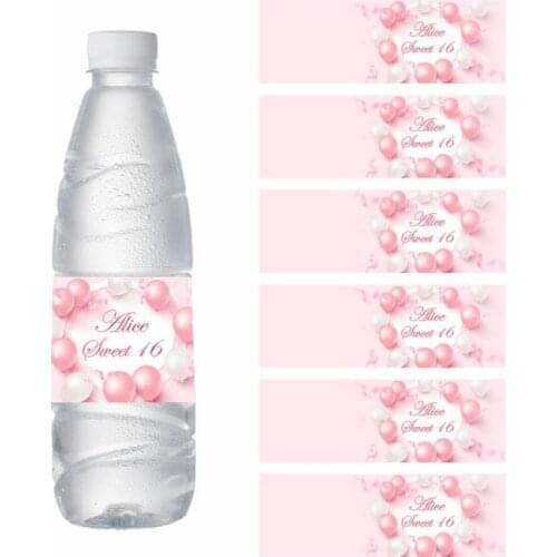 12pcs Personalized Pink Water Bottle Wine Champagne Labels Candy Bar Wrapper Sticker Baby Shower Birthday Party Decoration