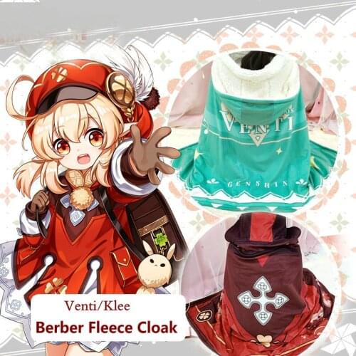 2021 Game Genshin Impact Venti Klee Cosplay Blanket Unisex Lamb Wool Air Conditioner Shawl Cloak Comfortable Winter Hooded Cape