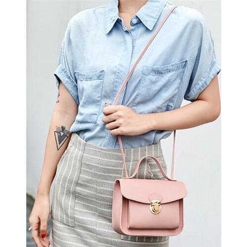 2021 Solid Color PU Leather Crossbody Bags For Women Travel Handbag Fashion Simple Shoulder Simple Ladies Cross Body Bag