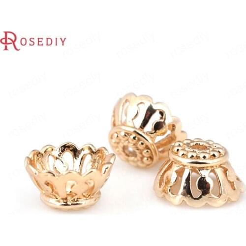 30667-G)20PCS 10x6MM hole 1.3MM 24K Champagne Gold Color Brass Beads Caps Jewelry Making Supplies Diy Findings Accessories