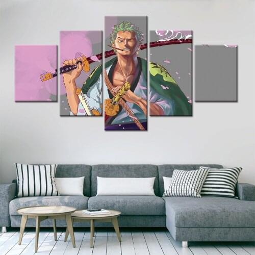 5 Pieces ONE PIECE Character Picture Wall Art Canvas Janpanes Anime Poster Print For Living Room Home Decor Canvas Painting