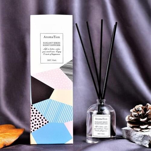 50ml Reed Diffuser Sets with Black Rattan Sticks Glass Bottle and Scented Oil Perfume set Home Office Fragrance Decoration Gift