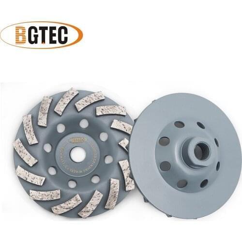 BGTEC 2pcs 5inch Diamond Turbo Row Grinding Cup Wheel 125mm Grinding disc for concrete, Masonry, construction material