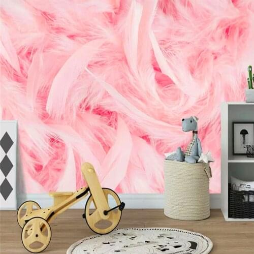 Decorative wallpaper Beautiful pink flamingo feather background wall painting
