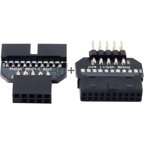Reversible USB 2.0 9Pin Housing to Motherboard USB 3.0 20 Pin Header Female Adapters 1Set
