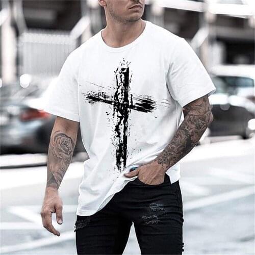 Cross Letter New 3d Printing T-shirt Oversized T-shirt Comfortable And Breathable Mens Summer Casual Shirt 110-6xl