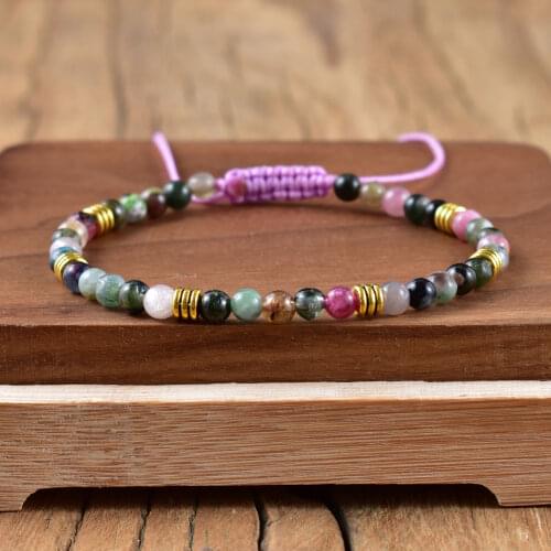 Minimalist Colorful Tourmaline Bracelet For Women Delicate Adjustable Natural Stones Pulsera Mujer Unique Women BOHO Bracelet