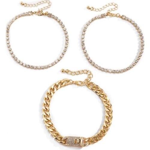 Retro Bohemia Style Slightly Inlaid With Cuban Buckle Multi-layer Womens Trendy Cool Anklet Fashion Feet Suits Accessories E8V0