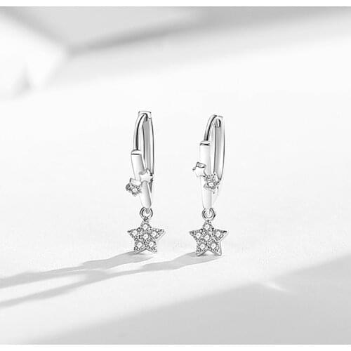 925 Sterling Silver Tassel Zircon Star Stud Earrings For Women Wedding Jewelry Accessories Argolas Brinco eh351