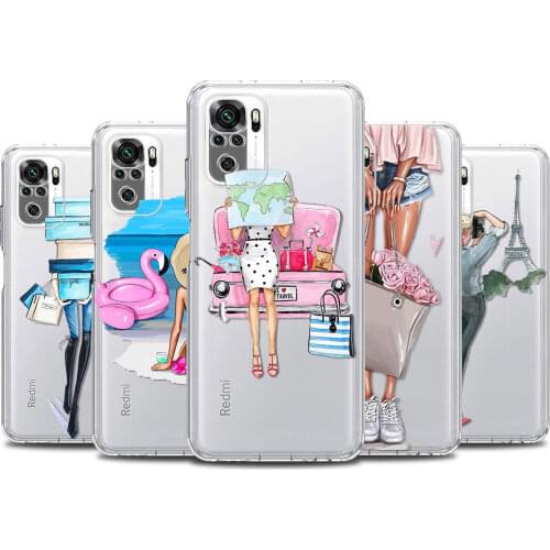 Fashion Beauty Brown Black Princess Girl Clear Case For Redmi Note 10 9 9S 9T 8 8T 7 Pro Max 5G 9 9C 9i 9A 9T Prime Power Capa