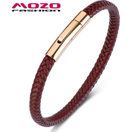 MOZO FASHION 2019 Man/Women Charm Bracelets Brown Leather Rope Mixed Braided Bracelet Simple Style Punk Classic Jewelry PS1071