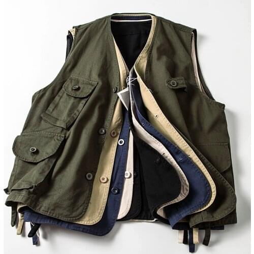 Mens Casual Loose Sleeveless Vest V-neck Fashion Pockets Outwear H92