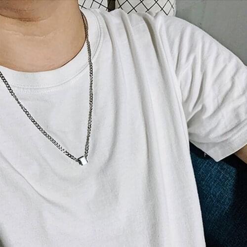 2020 man stainless steel chains on the neck men necklaces Square couple pendants woman long accessories fashion necklaces
