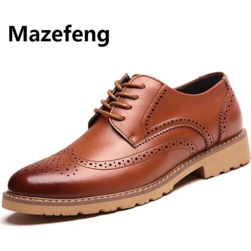 Mazefeng Men Dress Shoes Business Men Formal Shoes Elegant Gentle Oxfords zapatos hombre vestir Male Casual Leather Shoes
