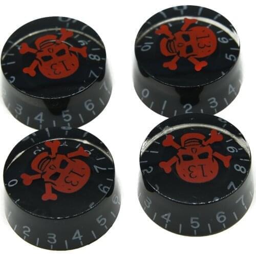 Set of 4 LP Black/Red SKULL Guitar Knobs Speed Control Knobs
