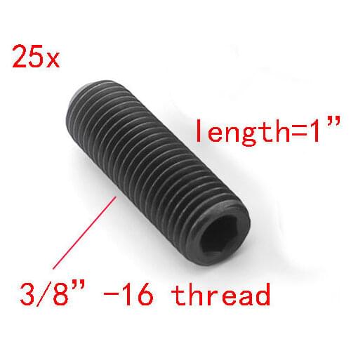 3/8"-16 x 1" Thread Socket Set Screw Cup Point Alloy Steel Black Oxide (Pack 25)