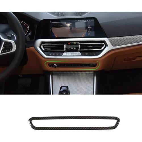 1pcs Carbon Fiber Style ABS Plastic Sticker Central Control Volume Frame Trim for BMW 3 Series G20 2019-2020 Models Accessories