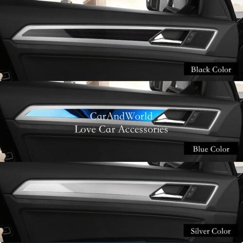 Stainless Steel For Volkswagen VW Teramont Atlas 2017-2019 Inner Door Panel Frame Strips Cover Bowl Panel Trims Car Accessories