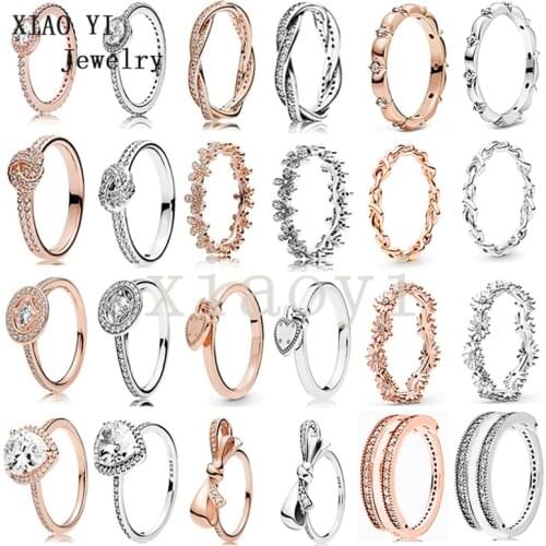 XIAOYI 2020 New 100% S925 Interlace bow locks with Daisy turns love rings for a wide variety of wholesale choices wedding female
