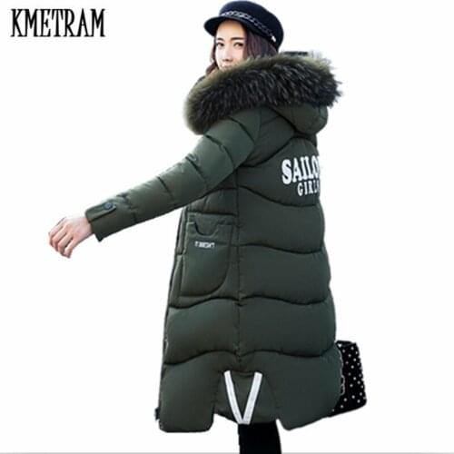 KMETRAM 2020 New Fashion Winter Jacket Women With Big Fur Collar Warm Thick Padded Cotton Jacket jaqueta feminina inverno HH310