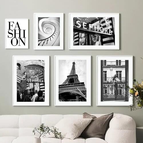 Paris Towel Fashion Shop Quotes Wall Art Canvas Painting Black White Nordic Posters And Prints Wall Pictures For Living Room