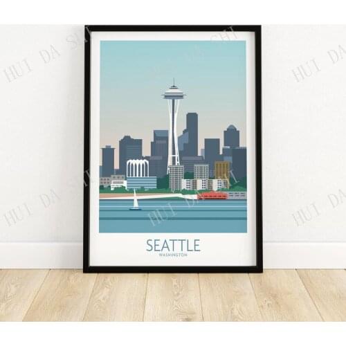 Seattle Poster Print | Washington Wall Art Print | Travel Poster