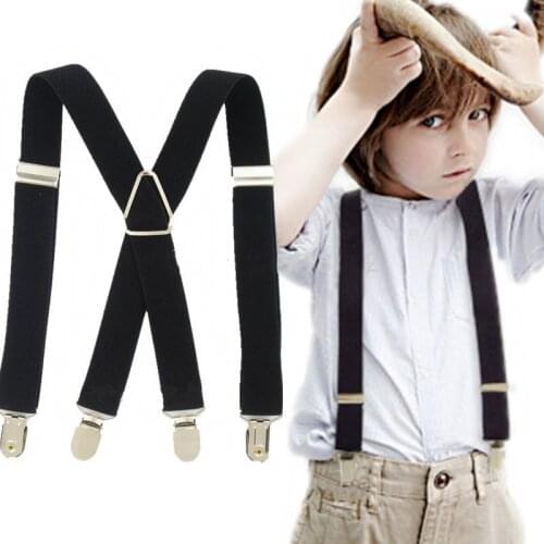 2.5*65CM S Size Adjustable Strap X Back Baby Boy Suspenders 4 strong Clips on Kids Braces Suspender Hold Trousers Boys girls