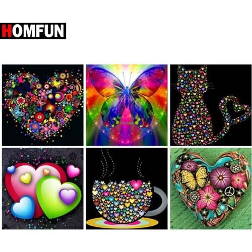 HOMFUN Full diamond Painting "Color heart landscape" Resin Drill Embroidery 5D Diy Diamond Painting Handmade Cross Stitch gift