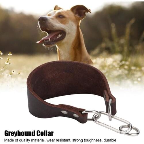 Cow Leather Durable Portable Widen Dog Collar For Small Dog Greyhound Whippet With Rivet Fixing Brown Dog Harness