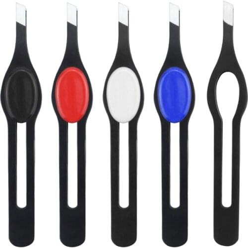 Professional Eyebrow Tweezers Black Hair Beauty Fine Hair Puller Stainless Steel Oblique Mouth Eye Brow Clip Removal Makeup Tool