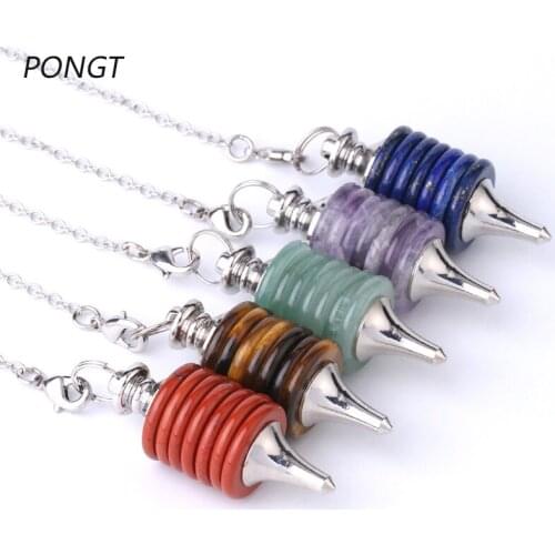 Reiki Wicca Natural Stone Pendulum For Dowsing Pendant Quartz Crystal Healing 7 Chakra Pendulum Yoga Men Women Gift Hot