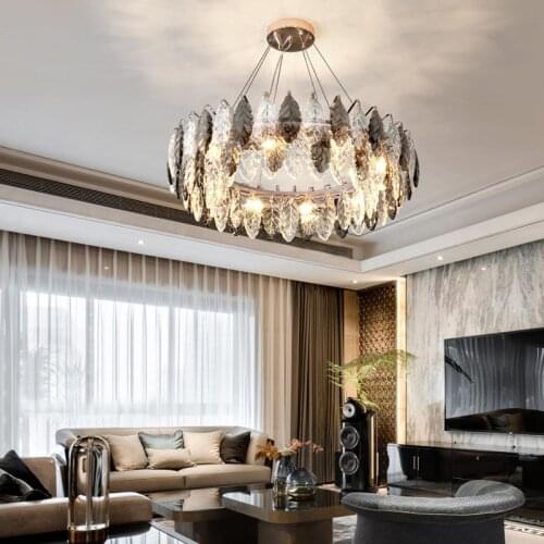 Modern Crystal Chandelier For Living Dining Room Round Lamp Home Decor Kitchen Island Hanging Light Fixture