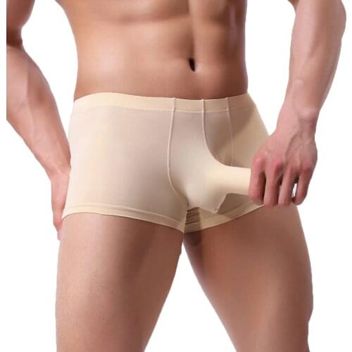 Mens Underwear Boxers Elephant Nose Bulge Pouch Ice Silk Seamless Breathable Sexy Boxershorts Underpants Mens Underwear Boxers