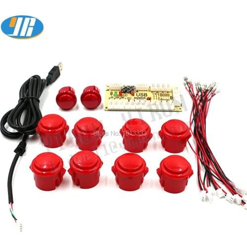 Jamma MAME Arcade Zero Delay USB Board DIY Kit PC & Raspberry pi Joystick Encoder With 10pcs 30mm & 24mm Push Button
