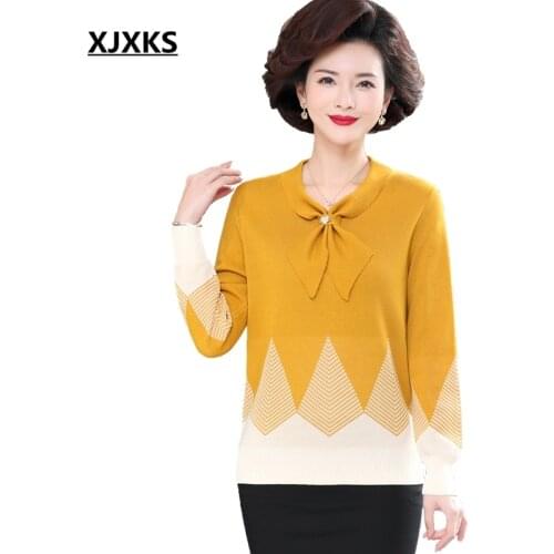 XJXKS Knitted Womens Sweater Outerwear Long Sleeve High Quality Pullover Fashion Spring 2021 Women Sweaters